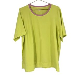 Lands' End‎ Tunic Top 1X 16W-18W Lemon Lime Pink 365 Commuter Moisture Wicking